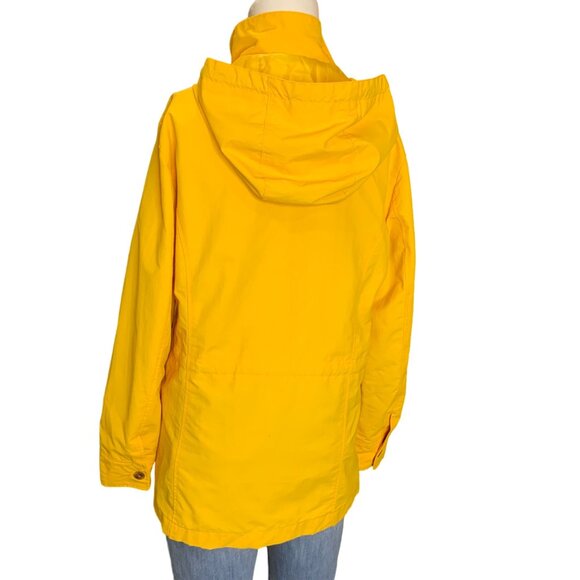 Lands End Women's small yellow hooded rain coat/Storm Jacket zipper & button fro - Picture 5 of 13